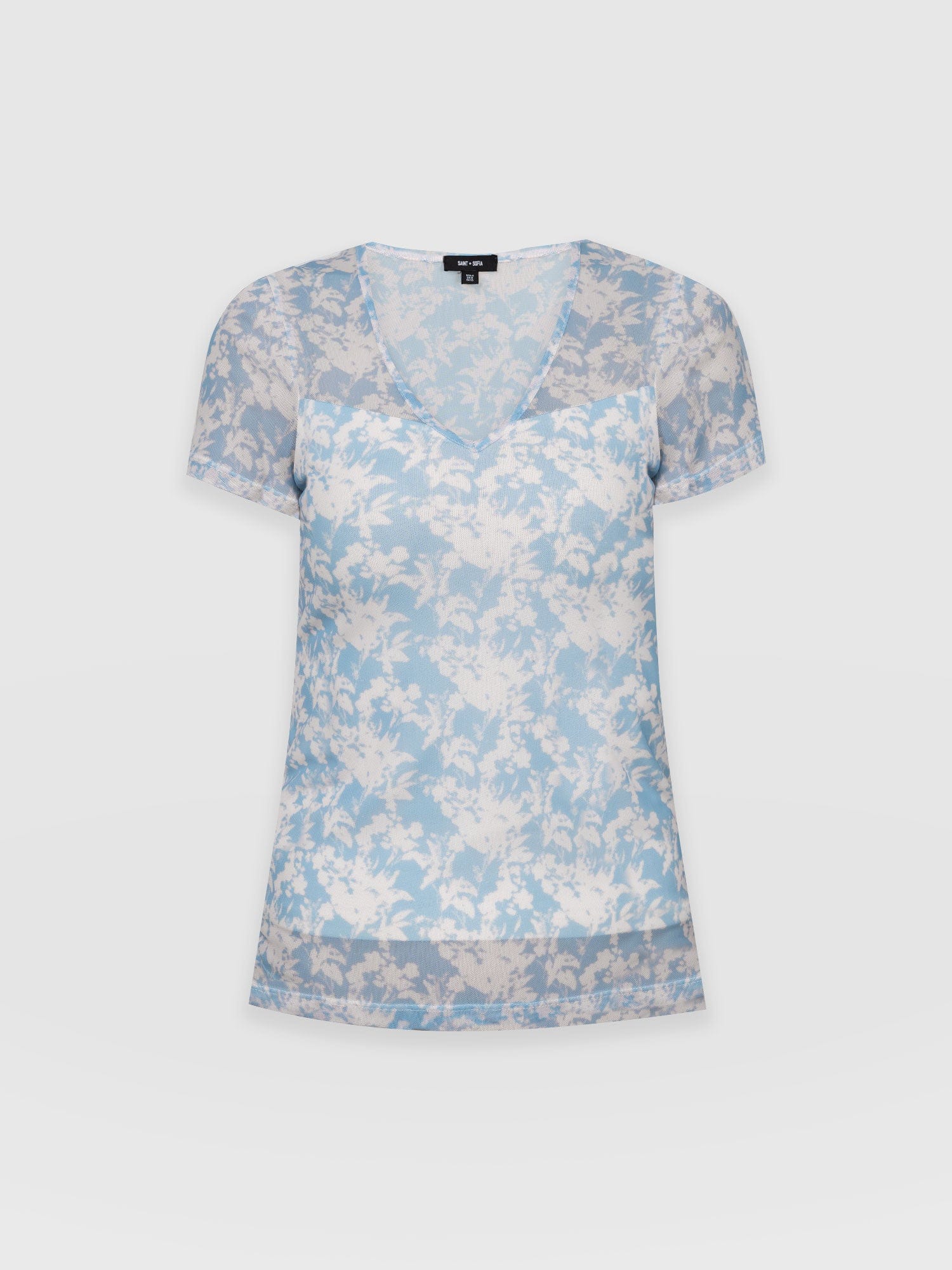 Millie Mesh Tee Blue Pixel - Women's Tops | Saint + Sofia® UK